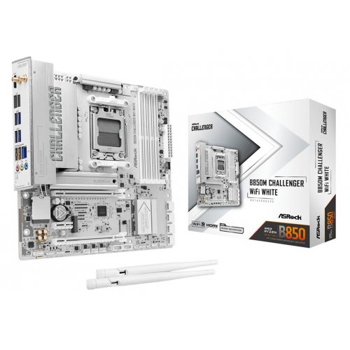 Материнська плата AsRock B850M Challenger WiFi White (sAM5, AMD B850) купити в Україні: Київ, Львів, Хмельницький, Тернопіль, Івано-Франківськ | Перевірка сумісності, низька ціна, відгуки, характеристики від TELEMART фото