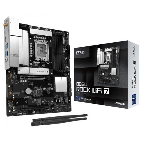 Материнская плата AsRock B860 Rock WiFi 7 (s1851, Intel B860) купить в Украине: Киев, Днепр, Харьков, Одесса  | Проверка совместимости, низкая цена, отзывы, характеристики от TELEMART фото