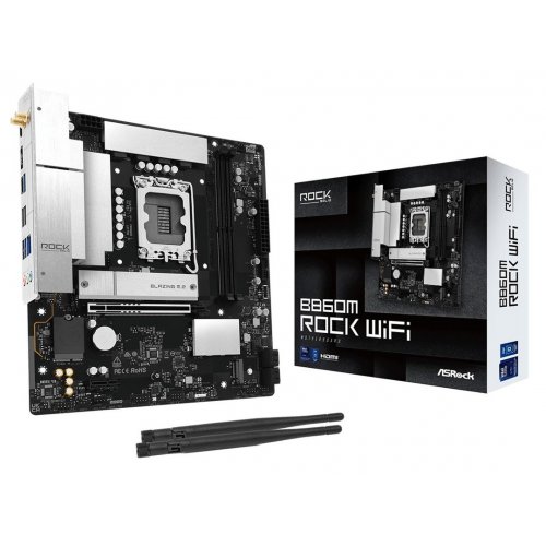 Материнская плата AsRock B860M Rock WiFi (s1851, Intel B860) купить в Украине: Киев, Днепр, Харьков, Одесса  | Проверка совместимости, низкая цена, отзывы, характеристики от TELEMART фото