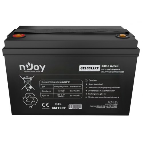 Акумуляторна батарея Njoy GE10012KF 12V 100Ah (BTVGCAHOCH0KFCW01B) купити в Україні: Київ, Львів, Хмельницький, Тернопіль, Івано-Франківськ | Низька ціна, відгуки, характеристики від TELEMART фото
