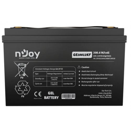 Акумуляторна батарея Njoy GE10012KF 12V 100Ah (BTVGCAHOCH0KFCW01B) купити в Україні: Київ, Львів, Хмельницький, Тернопіль, Івано-Франківськ | Низька ціна, відгуки, характеристики від TELEMART фото