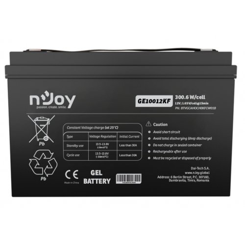 Акумуляторна батарея Njoy GE10012KF 12V 100Ah (BTVGCAHOCH0KFCW01B) купити в Україні: Київ, Львів, Хмельницький, Тернопіль, Івано-Франківськ | Низька ціна, відгуки, характеристики від TELEMART фото
