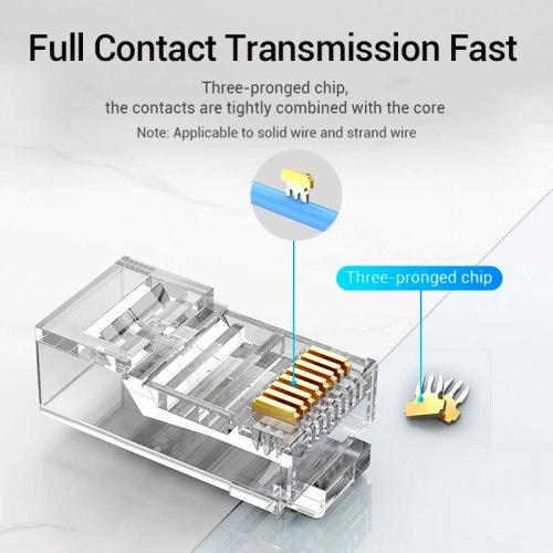 Конектор Vention Modular Plug RJ-45 UTP Cat.6 10pcs (IDDR0-10) Transparent купити в Україні: Київ, Львів, Хмельницький, Тернопіль, Івано-Франківськ | Низька ціна, відгуки, характеристики від TELEMART фото
