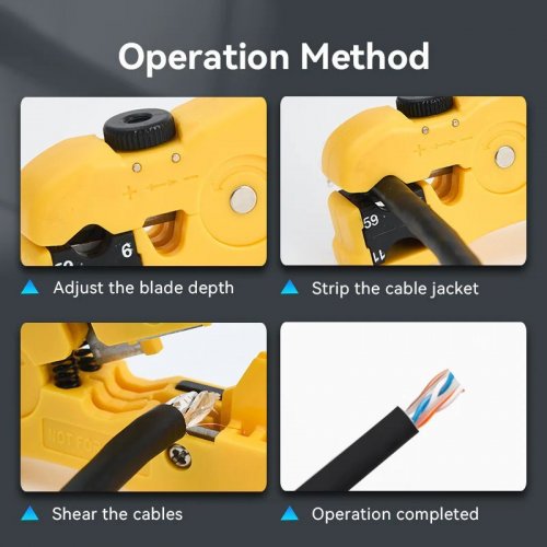 Инструмент для снятия изоляции с коаксиального кабеля Vention Coaxial Cable Stripper (KEBY0) Yellow купить в Украине: Киев, Днепр, Харьков, Одесса  | Низкая цена, отзывы, характеристики от TELEMART фото