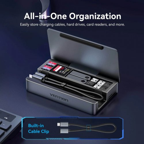 USB-хаб Vention USB Type-C 9 in 1 (TPZH0) Gray купити в Україні: Київ, Львів, Хмельницький, Тернопіль, Івано-Франківськ | Низька ціна, відгуки, характеристики від TELEMART фото