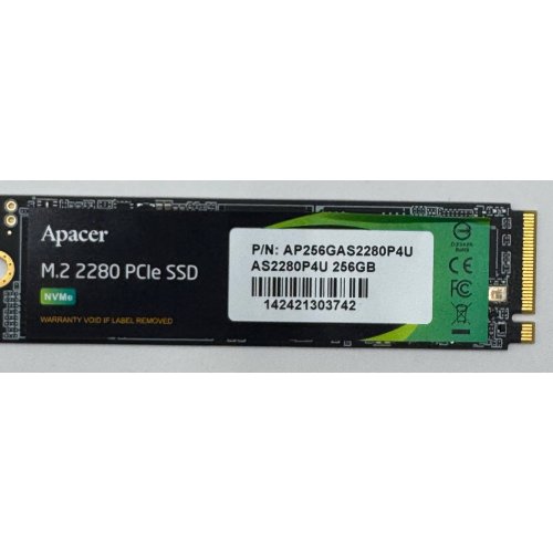 Ssd-диск Apacer AS2280P4U 3D NAND 256GB M.2 (2280 PCI-E) NVMe x4 (AP256GAS2280P4U-1) (Відновлено продавцем, 869894) купити в Україні: Київ, Львів, Хмельницький, Тернопіль, Івано-Франківськ | Перевірка сумісності, низька ціна, відгуки, характеристики від TELEMART фото