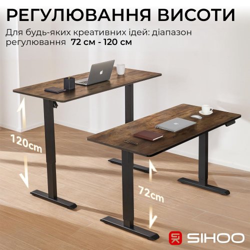Компьютерный стол с электрорегулировкой высоты Sihoo D03 140 (D03-104/D03-108) Walnut/Black купить в Украине: Киев, Днепр, Харьков, Одесса  | Низкая цена, отзывы, характеристики от TELEMART фото