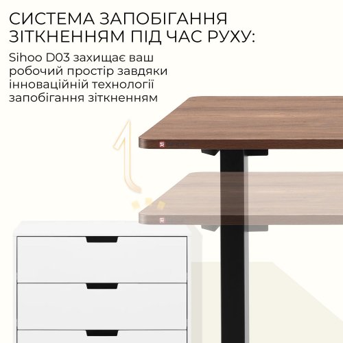 Компьютерный стол с электрорегулировкой высоты Sihoo D03 140 (D03-104/D03-108) Walnut/Black купить в Украине: Киев, Днепр, Харьков, Одесса  | Низкая цена, отзывы, характеристики от TELEMART фото