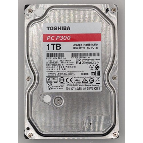 Жесткий диск Toshiba P300 1TB 64MB 7200RPM 3.5" (HDWD110UZSVA) (Восстановлено продавцом, 869914) купить в Украине: Киев, Днепр, Харьков, Одесса  | Проверка совместимости, низкая цена, отзывы, характеристики от TELEMART фото
