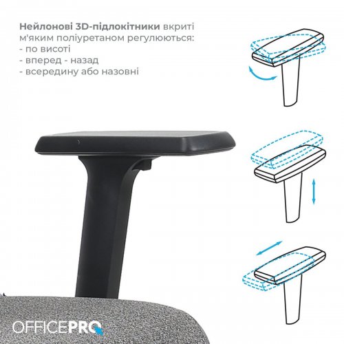 Офисное кресло OfficePro Fusion OC577 Gray купить в Украине: Киев, Днепр, Харьков, Одесса  | Низкая цена, отзывы, характеристики от TELEMART фото