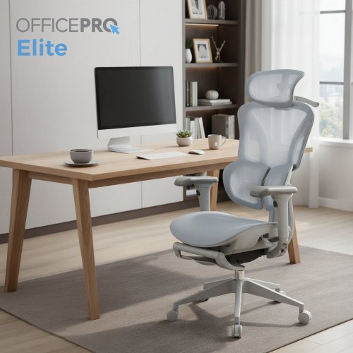 Офисное кресло OfficePro Elite OC950 Gray/Light Blue купить в Украине: Киев, Днепр, Харьков, Одесса  | Низкая цена, отзывы, характеристики от TELEMART фото