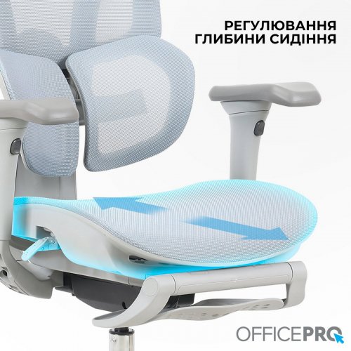 Офисное кресло OfficePro Elite OC950 Gray/Light Blue купить в Украине: Киев, Днепр, Харьков, Одесса  | Низкая цена, отзывы, характеристики от TELEMART фото