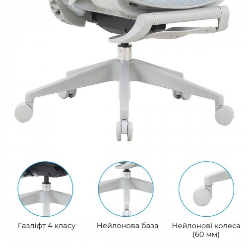 Офисное кресло OfficePro Elite OC950 Gray/Light Blue купить в Украине: Киев, Днепр, Харьков, Одесса  | Низкая цена, отзывы, характеристики от TELEMART фото