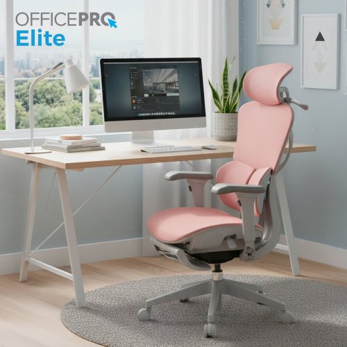 Офисное кресло OfficePro Elite OC950 Gray/Light Pink купить в Украине: Киев, Днепр, Харьков, Одесса  | Низкая цена, отзывы, характеристики от TELEMART фото
