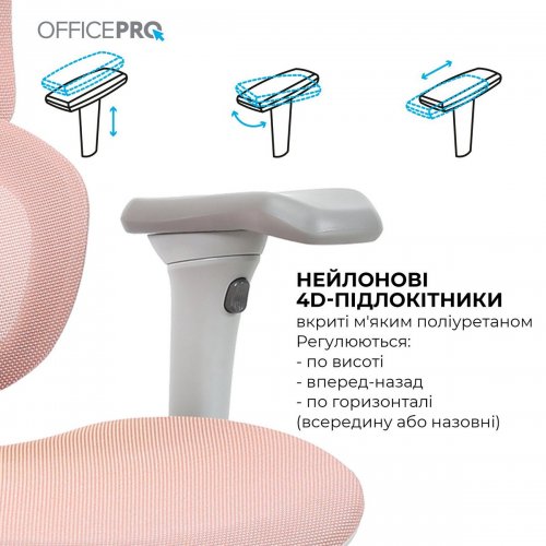 Офисное кресло OfficePro Elite OC950 Gray/Light Pink купить в Украине: Киев, Днепр, Харьков, Одесса  | Низкая цена, отзывы, характеристики от TELEMART фото