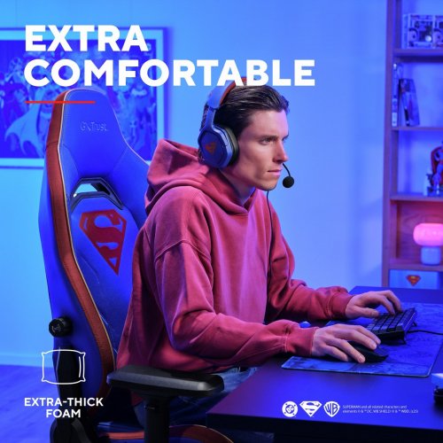 Игровое кресло Trust GXT 721SM Ruya Pro Superman Edition (25742) Blue купить в Украине: Киев, Днепр, Харьков, Одесса  | Низкая цена, отзывы, характеристики от TELEMART фото