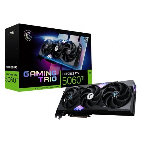 Уцінка відеокарта MSI GeForce RTX 5060 Ti GAMING TRIO OC 16384MB (RTX 5060 Ti 16G GAMING TRIO OC) (Сліди використання, 870323) купити в Україні: Київ, Львів, Хмельницький, Тернопіль, Івано-Франківськ | Перевірка сумісності, низька ціна, відгуки, характеристики від TELEMART фото