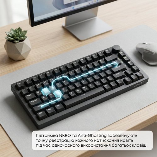 Клавиатура Ajazz AK820 Red Switch (AK820-R-B) Black купить в Украине: Киев, Днепр, Харьков, Одесса  | Низкая цена, отзывы, характеристики от TELEMART фото