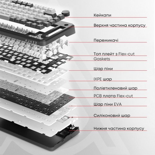 Клавиатура Ajazz AK820 Red Switch (AK820-R-W) White купить в Украине: Киев, Днепр, Харьков, Одесса  | Низкая цена, отзывы, характеристики от TELEMART фото