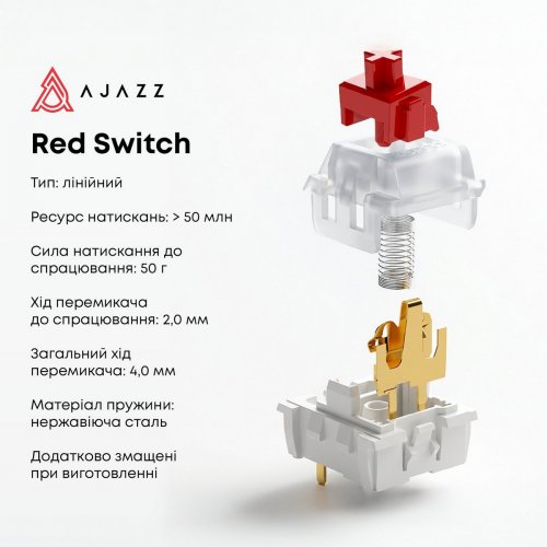 Клавиатура Ajazz AK820 Red Switch (AK820-R-W) White купить в Украине: Киев, Днепр, Харьков, Одесса  | Низкая цена, отзывы, характеристики от TELEMART фото