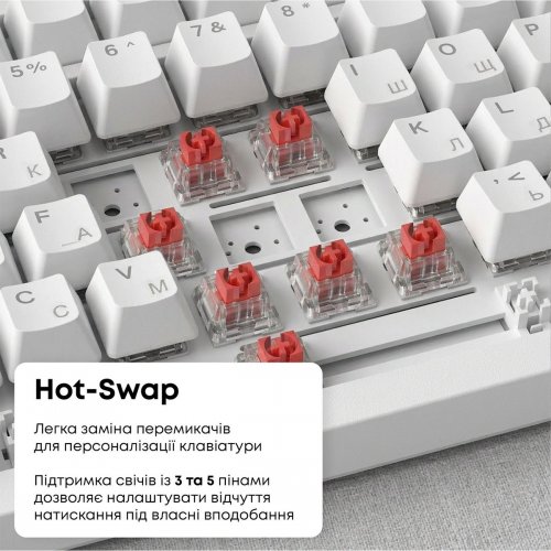 Клавиатура Ajazz AK820 Red Switch (AK820-R-W) White купить в Украине: Киев, Днепр, Харьков, Одесса  | Низкая цена, отзывы, характеристики от TELEMART фото