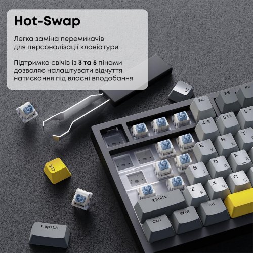 Клавиатура Ajazz AK820 RGB Sea Salt Switch (AK820-SS-BGY) Black купить в Украине: Киев, Днепр, Харьков, Одесса  | Низкая цена, отзывы, характеристики от TELEMART фото