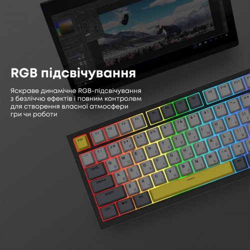 Клавиатура Ajazz AK820 RGB Sea Salt Switch (AK820-SS-BGY) Black купить в Украине: Киев, Днепр, Харьков, Одесса  | Низкая цена, отзывы, характеристики от TELEMART фото
