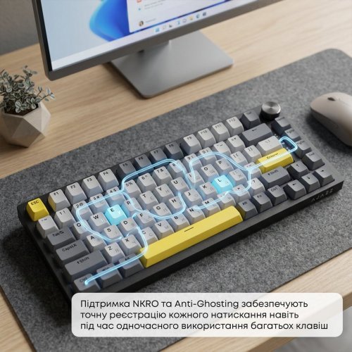 Клавиатура Ajazz AK820 RGB Sea Salt Switch (AK820-SS-BGY) Black купить в Украине: Киев, Днепр, Харьков, Одесса  | Низкая цена, отзывы, характеристики от TELEMART фото