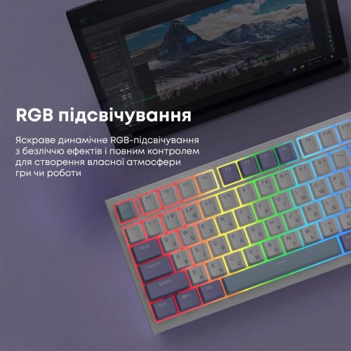 Клавиатура Ajazz AK820 RGB Sea Salt Switch (AK820-SS-PWB) White купить в Украине: Киев, Днепр, Харьков, Одесса  | Низкая цена, отзывы, характеристики от TELEMART фото