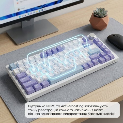 Клавиатура Ajazz AK820 RGB Sea Salt Switch (AK820-SS-PWB) White купить в Украине: Киев, Днепр, Харьков, Одесса  | Низкая цена, отзывы, характеристики от TELEMART фото