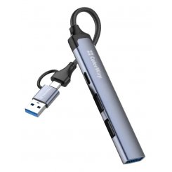 USB-хаб ColorWay USB/USB Type-C 4 in 1 (CW-HUB06) Dark Grey