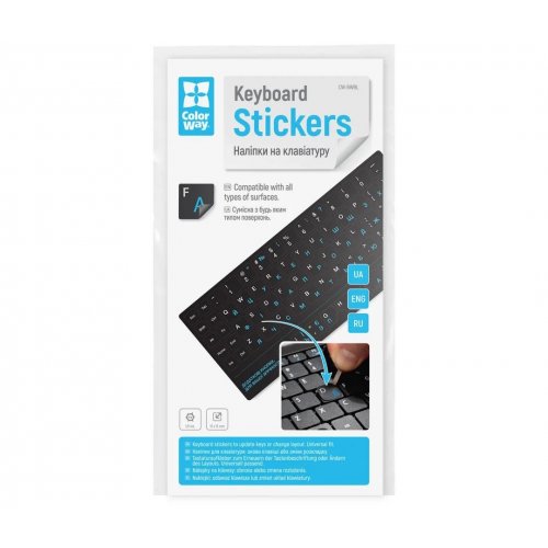 Наклейка на клавиатуру ColorWay Keyboard Stickers (CW-BWBL) Black/Blue купить в Украине: Киев, Днепр, Харьков, Одесса  | Низкая цена, отзывы, характеристики от TELEMART фото