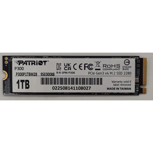 Ssd-диск Patriot P300 1TB M.2 (2280 PCI-E) NVMe x4 (P300P1TBM28) (Відновлено продавцем, 870523) купити в Україні: Київ, Львів, Хмельницький, Тернопіль, Івано-Франківськ | Перевірка сумісності, низька ціна, відгуки, характеристики від TELEMART фото