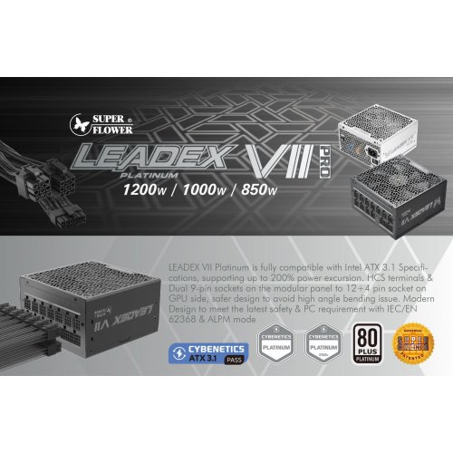 Блок питания Super Flower Leadex VII Platinum Pro 850W ATX 3.1 (SF-850F14XP) Black купить в Украине: Киев, Днепр, Харьков, Одесса  | Проверка совместимости, низкая цена, отзывы, характеристики от TELEMART фото