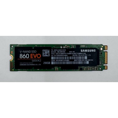 Ssd-диск Samsung 860 EVO V-NAND MLC 250GB M.2 (2280 SATA) (MZ-N6E250BW) (Восстановлено продавцом, 871236) купить в Украине: Киев, Днепр, Харьков, Одесса  | Проверка совместимости, низкая цена, отзывы, характеристики от TELEMART фото