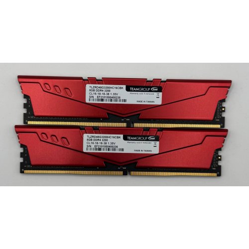 Озу Team DDR4 16GB (2x8GB) 3200Mhz T-Force Vulcan Z Red (TLZRD416G3200HC16CDC01) (Восстановлено продавцом, 871238) купить в Украине: Киев, Днепр, Харьков, Одесса  | Проверка совместимости, низкая цена, отзывы, характеристики от TELEMART фото