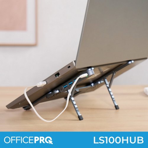 Подставка для ноутбука OfficePro LS100HUB Grey купить в Украине: Киев, Днепр, Харьков, Одесса  | Низкая цена, отзывы, характеристики от TELEMART фото
