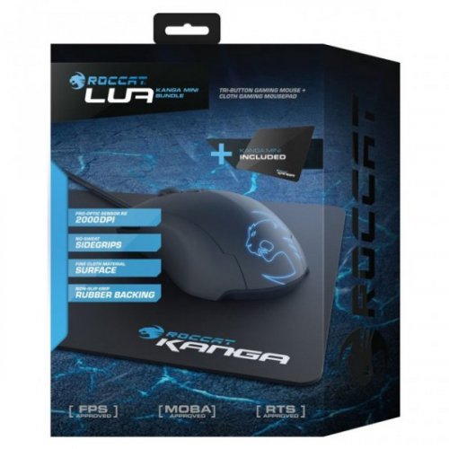 Photo Mouse Roccat Lua Tri-Button+ Kanga Cloth Mousepad Gaming Bundle (ROC-11-311) Black