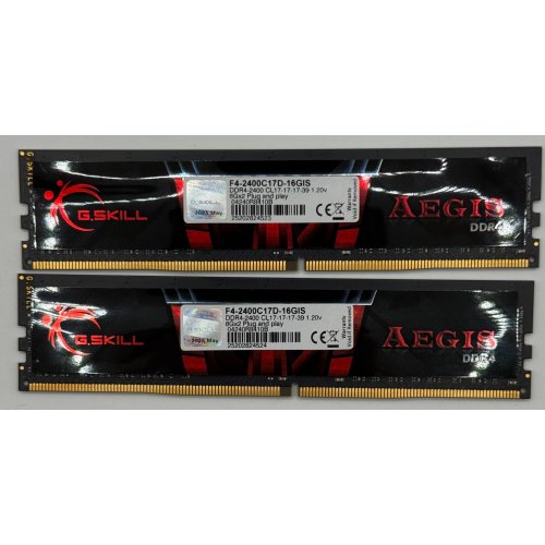 Озу G.Skill DDR4 16GB (2x8GB) 2400Mhz Aegis (F4-2400C17D-16GIS) (Восстановлено продавцом, 871289) купить в Украине: Киев, Днепр, Харьков, Одесса  | Проверка совместимости, низкая цена, отзывы, характеристики от TELEMART фото