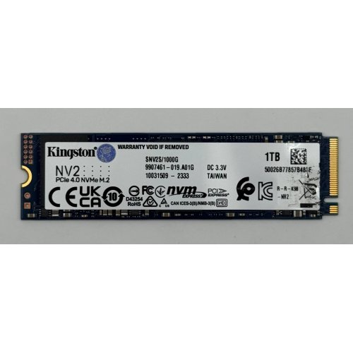 Ssd-диск Kingston NV2 3D NAND 1TB M.2 (2280 PCI-E) NVMe x4 (SNV2S/1000G) (Відновлено продавцем, 871489) купити в Україні: Київ, Львів, Хмельницький, Тернопіль, Івано-Франківськ | Перевірка сумісності, низька ціна, відгуки, характеристики від TELEMART фото