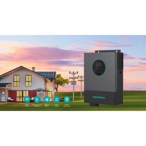 Гібридний сонячний інвертор Marsriva 24V 4200W (MR-SPH4200 TWIN) купити в Україні: Київ, Львів, Хмельницький, Тернопіль, Івано-Франківськ | Низька ціна, відгуки, характеристики від TELEMART фото