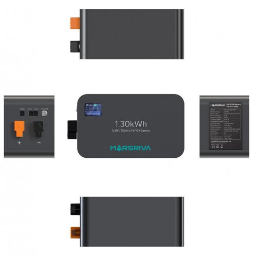Аккумуляторная батарея Marsriva LiFePO4 12.8V 102Ah 1.3kWh (MR-LFP12-100-WMD) купить в Украине: Киев, Днепр, Харьков, Одесса  | Низкая цена, отзывы, характеристики от TELEMART фото