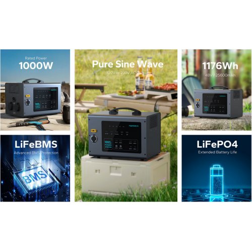 Зарядна станція Marsriva MP10 V2 1000W 1176Wh купити в Україні: Київ, Львів, Хмельницький, Тернопіль, Івано-Франківськ | Низька ціна, відгуки, характеристики від TELEMART фото