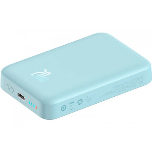Powerbank Baseus Wireless Magnetic Mini 10000mAh 20W (P10022100312-00) Blue купить в Украине: Киев, Днепр, Харьков, Одесса  | Низкая цена, отзывы, характеристики от TELEMART фото