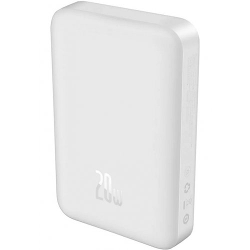 Powerbank Baseus Wireless Magnetic Mini 10000mAh 20W (P10022100212-00) White купить в Украине: Киев, Днепр, Харьков, Одесса  | Низкая цена, отзывы, характеристики от TELEMART фото