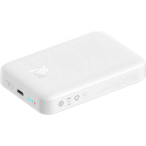 Powerbank Baseus Wireless Magnetic Mini 10000mAh 20W (P10022100212-00) White купить в Украине: Киев, Днепр, Харьков, Одесса  | Низкая цена, отзывы, характеристики от TELEMART фото