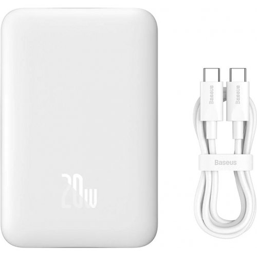 Powerbank Baseus Wireless Magnetic Mini 10000mAh 20W (P10022100212-00) White купить в Украине: Киев, Днепр, Харьков, Одесса  | Низкая цена, отзывы, характеристики от TELEMART фото