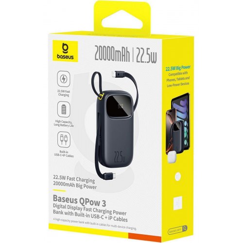 Powerbank Baseus EnerFill FC31 Digital 20000mAh 22.5W (P10082107123-00) Cosmic Black купити в Україні: Київ, Львів, Хмельницький, Тернопіль, Івано-Франківськ | Низька ціна, відгуки, характеристики від TELEMART фото