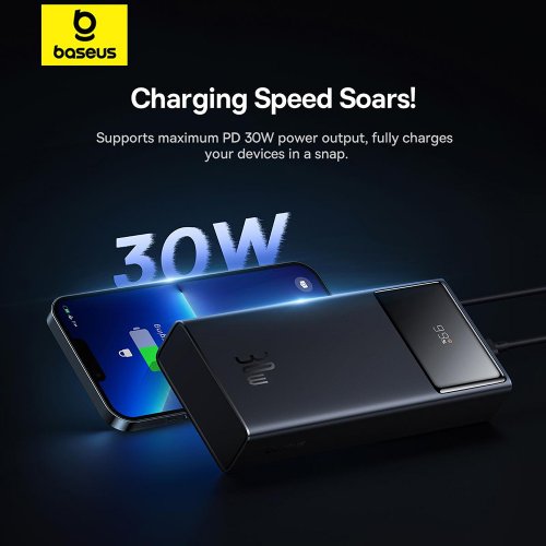 Powerbank Baseus Star-Lord Digital 30000mAh 30W (P10022905113-00) Starry Black купить в Украине: Киев, Днепр, Харьков, Одесса  | Низкая цена, отзывы, характеристики от TELEMART фото
