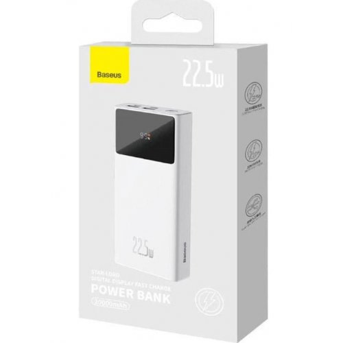 Powerbank Baseus Star-Lord Digital 20000mAh 22.5W (PPXJ080002) White купити в Україні: Київ, Львів, Хмельницький, Тернопіль, Івано-Франківськ | Низька ціна, відгуки, характеристики від TELEMART фото